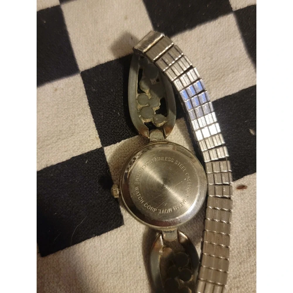Vivani Quartz Ladies Watch – Rhinestone‎ Teardrop Band – Silver Tone